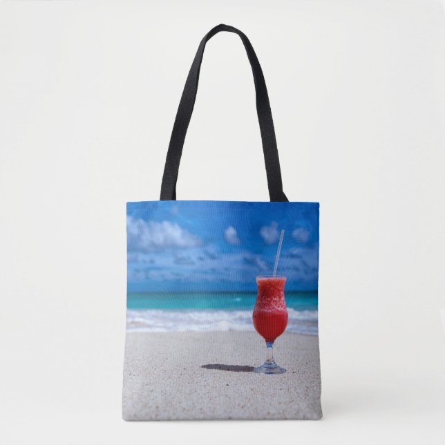 Strawberry Daiquiri Tropical Punch Caribbean Beach Tote Bag (Front)