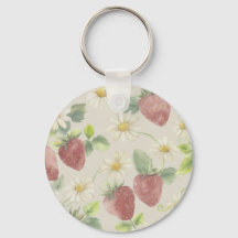 Strawberry Daisy Cottagecore Keychain