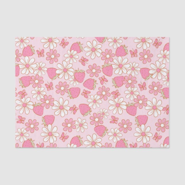 Strawberry Daisy Pattern Tissue Paper (Front)