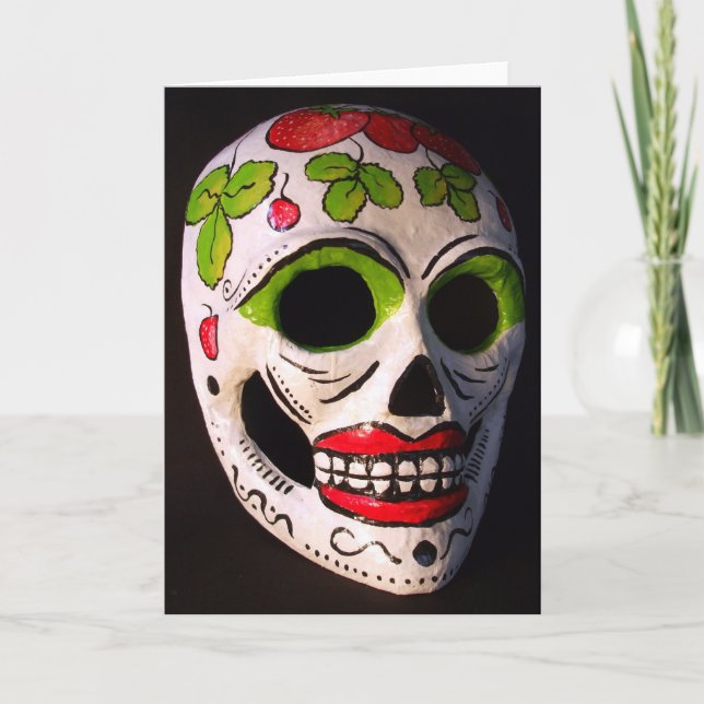 Strawberry Day of the Dead Mask Card (Front)