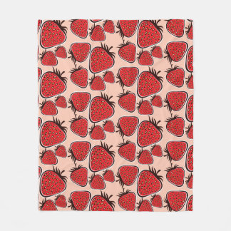 Strawberry Delight: Vintage Pattern Charm. Fleece Blanket