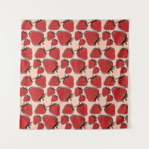 Strawberry Delight: Vintage Pattern Charm. Tapestry