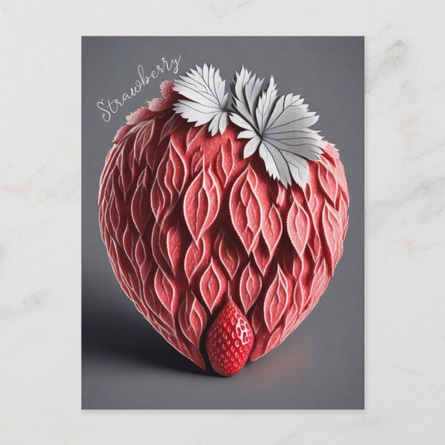 Strawberry Design on grey background Postcard (Front)