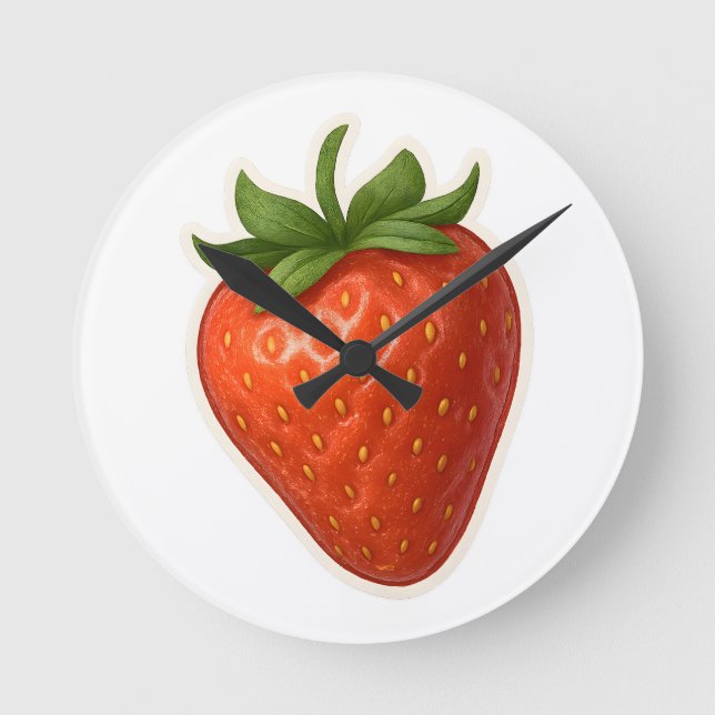 Strawberry Design Round Clock (Front)