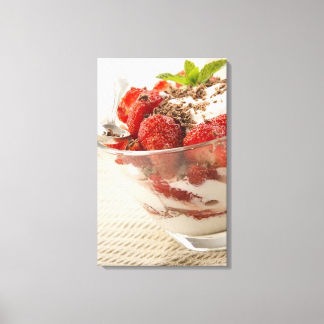 Strawberry Dessert With Fresh Yogurt Canvas Print (Front)