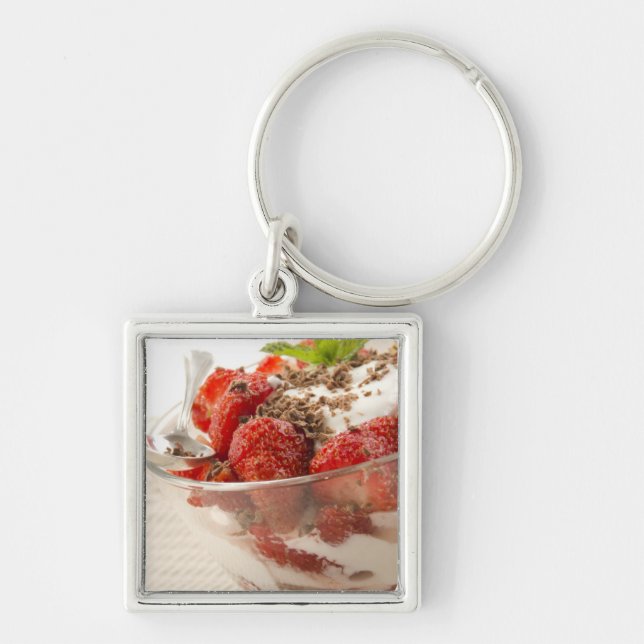 Strawberry Dessert With Fresh Yogurt Key Ring (Front)