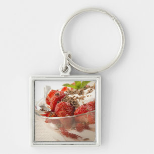 Strawberry Dessert With Fresh Yogurt Key Ring
