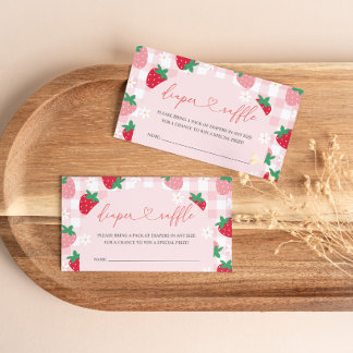 Strawberry Diaper Raffle Baby Shower Enclosure Card