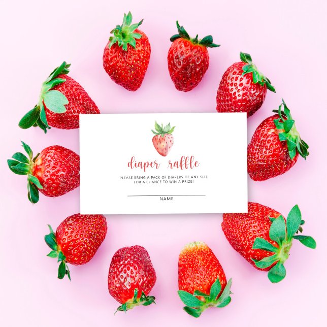 Strawberry diaper raffle baby shower enclosure card (Creator Uploaded)