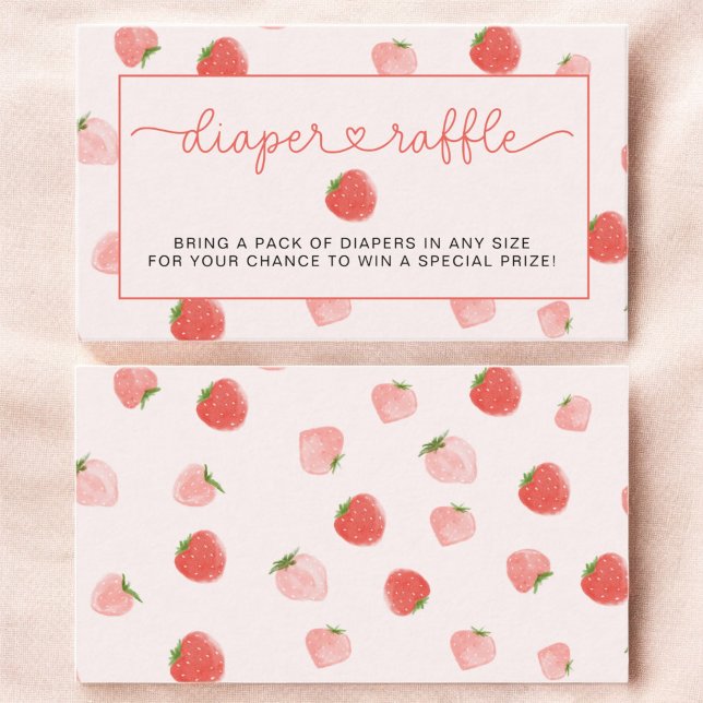 Strawberry Diaper Raffle Berry Sweet Baby Shower Enclosure Card (Creator Uploaded)