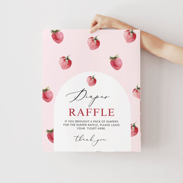 Strawberry diaper raffle sign. Berry diaper raffle Poster (Creator Uploaded)