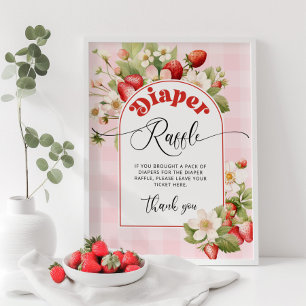 Strawberry diaper raffle sign. Berry diaper raffle Poster