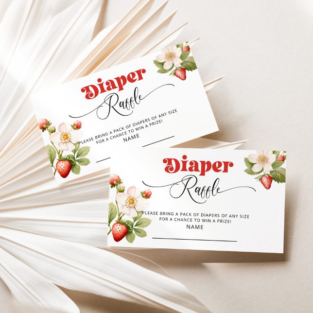 Strawberry diaper raffle ticket enclosure card (Creator Uploaded)