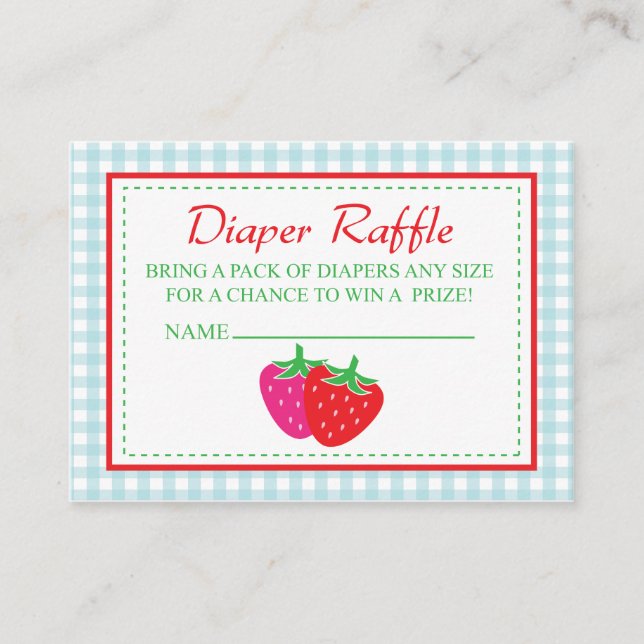 Strawberry Diaper Raffle Ticket Enclosure Card (Front)