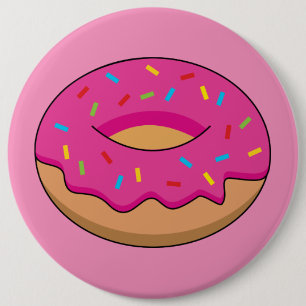 Strawberry Donut with Sprinkles Cartoon 6 Cm Round Badge