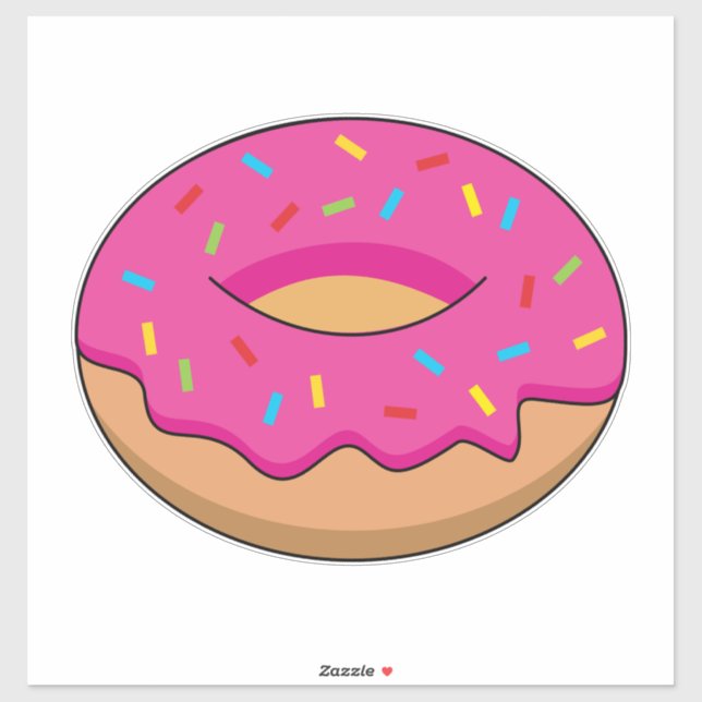 Strawberry Doughnut with Sprinkles Cartoon (Sheet)