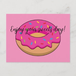Strawberry Doughnut with Sprinkles Cartoon Add T Holiday Postcard