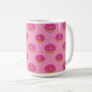 Strawberry Doughnut with Sprinkles Cartoon Coffee Mug