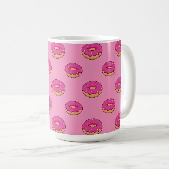 Strawberry Doughnut with Sprinkles Cartoon Coffee Mug (Front Right)