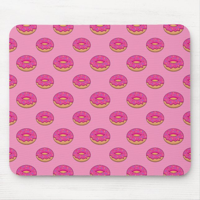 Strawberry Doughnut with Sprinkles Cartoon Mouse Mat (Front)