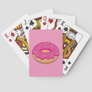 Strawberry Doughnut with Sprinkles Cartoon Playing Cards