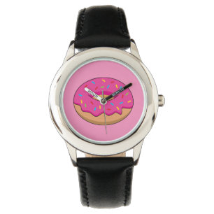 Strawberry Doughnut with Sprinkles Cartoon Watch