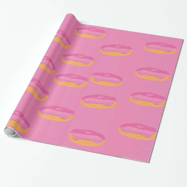 Strawberry Doughnuts Sweet Wrapping Paper (Unrolled)