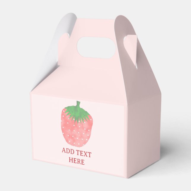 Strawberry Drawing Custom Text Favour Box (Front Side)