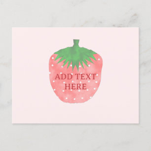 Strawberry Drawing Custom Text Postcard