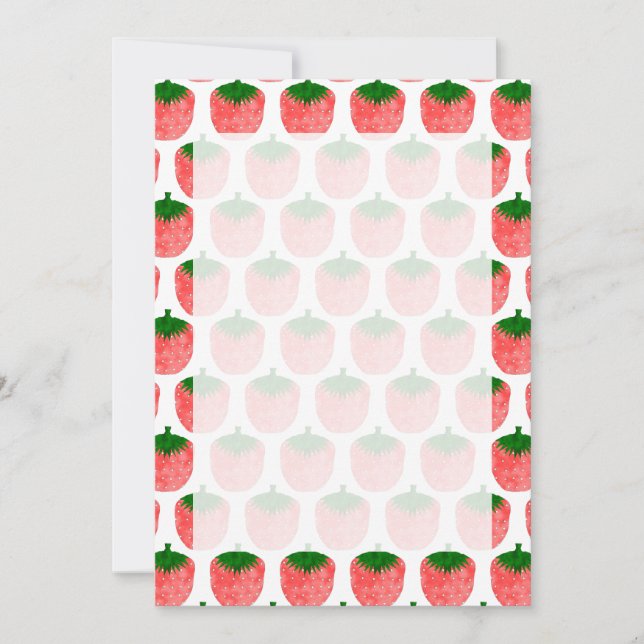 Strawberry Drawing Pattern Invitation (Front)
