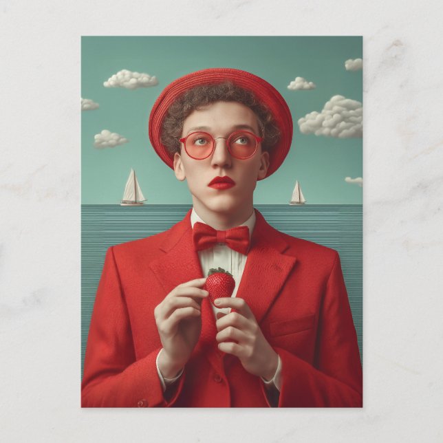 Strawberry Dream in Red Holiday Postcard (Front)