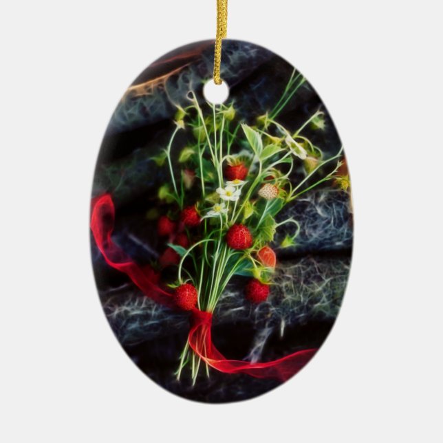 Strawberry Dreams Ceramic Tree Decoration (Front)