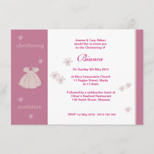 Strawberry Dress Christening Invitations