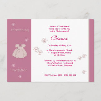 Strawberry Dress Christening Invitations