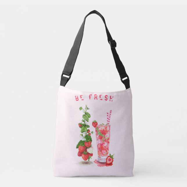 Strawberry Drink Fruits Crossbody Bag (Front)