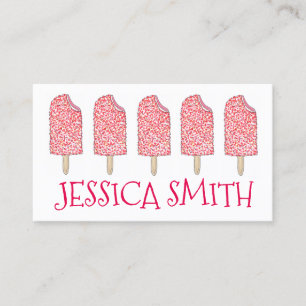 Strawberry Eclair Ice Cream Pink Popsicles Foodie Business Card