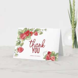Strawberry Elegant Script Thank You Card