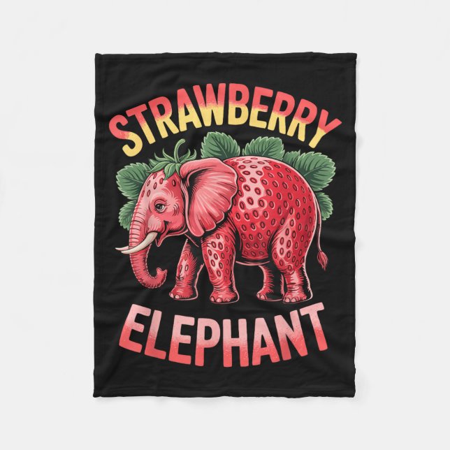 Strawberry Elephant Cute Meme Kids Italian Brainro Fleece Blanket (Front)