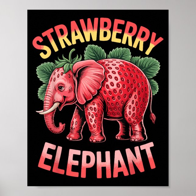 Strawberry Elephant Cute Meme Kids Italian Brainro Poster (Front)