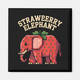 Strawberry Elephant for Funny Nature Lovers and Magnet