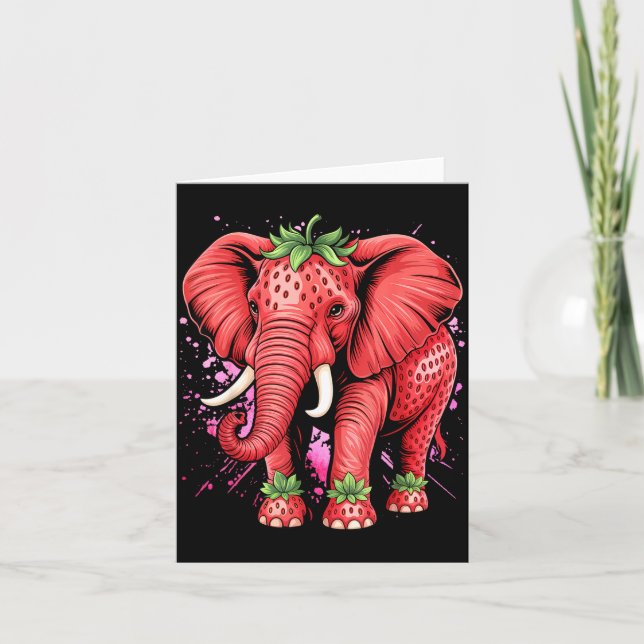 Strawberry Elephant Italian Brain Rot Meme Birthda Card (Front)