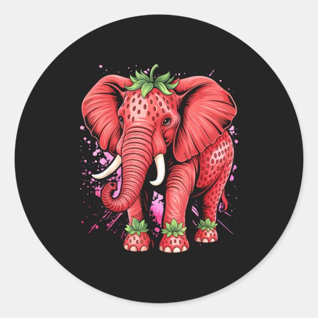Strawberry Elephant Italian Brain Rot Meme Birthda Classic Round Sticker (Front)