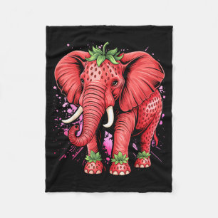 Strawberry Elephant Italian Brain Rot Meme Birthda Fleece Blanket