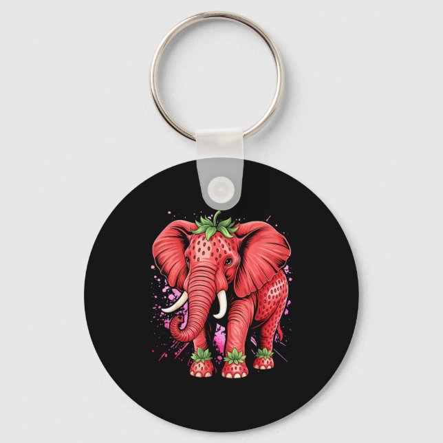 Strawberry Elephant Italian Brain Rot Meme Birthda Key Ring (Front)