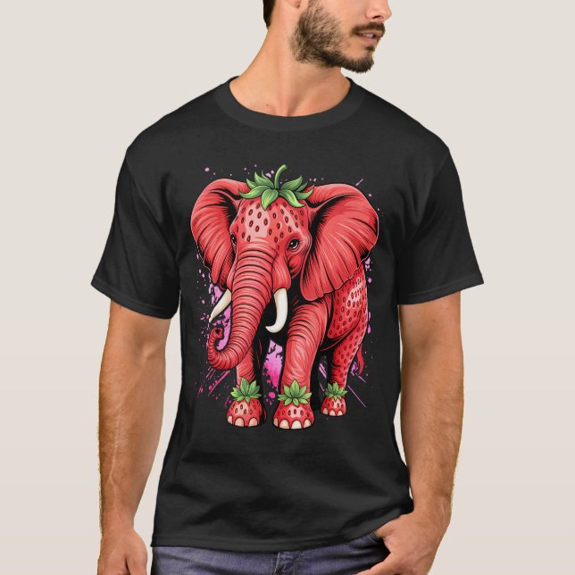 Strawberry Elephant Italian Brain Rot Meme Birthda T-Shirt (Front)