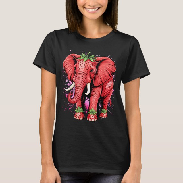 Strawberry Elephant Italian Brain Rot Meme Birthda T-Shirt (Front)