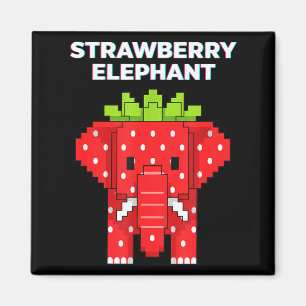 Strawberry elephant pixel art cute jungle animal magnet