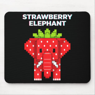 Strawberry elephant pixel art cute jungle animal mouse mat