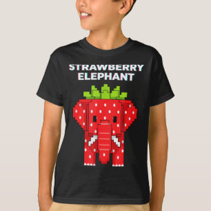 Strawberry elephant pixel art cute jungle animal T-Shirt