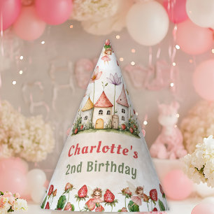 Strawberry enchanted fairy garden birthday  party hat